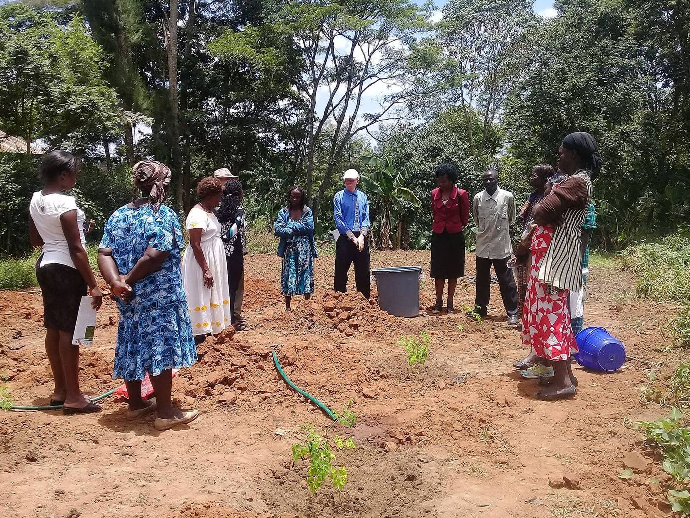 community members gathered to plant tree seedlings